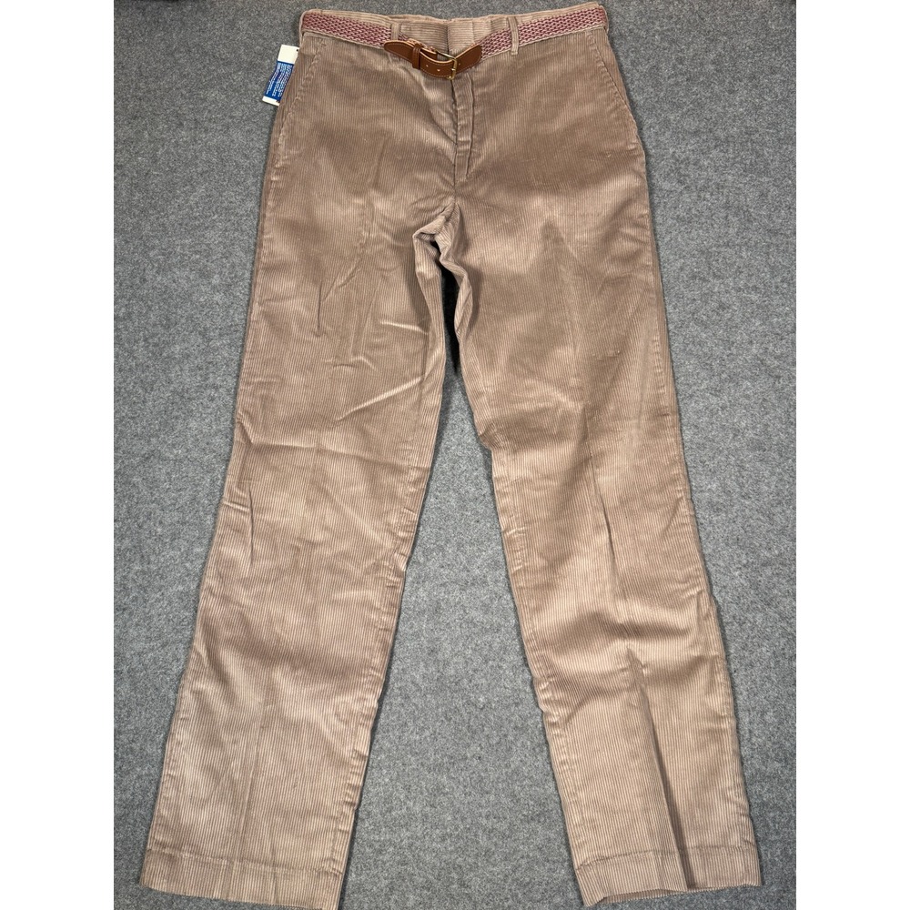 McGregor Vintage Mens Tan Corduroy Trousers Straight Leg Pants with Belt 33x33.5